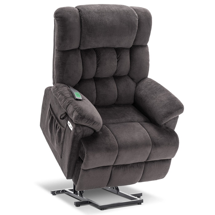 Mcombo Power Lift Recliner Chair with Massage and Heat, Adjustable Headrest & Extended Footrest for Elderly People, Fabric 7533