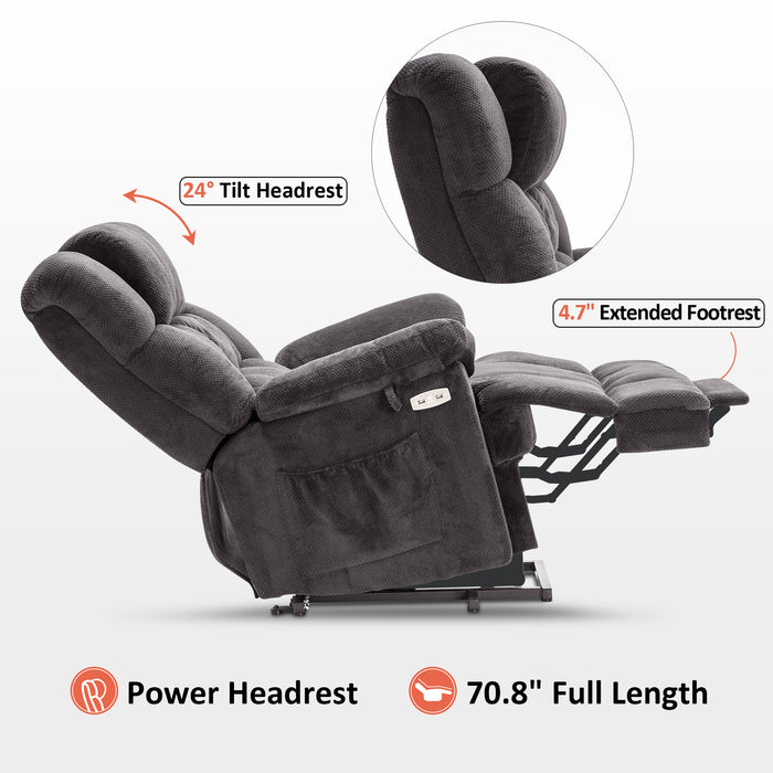 Mcombo Power Lift Recliner Chair with Massage and Heat, Adjustable Headrest & Extended Footrest for Elderly People, Fabric 7533