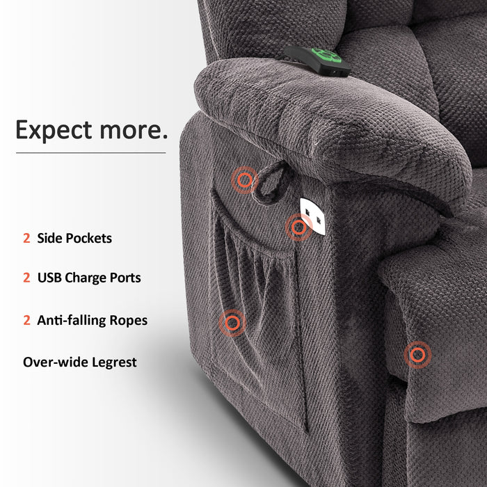 Mcombo Power Lift Recliner Chair with Massage and Heat, Adjustable Headrest & Extended Footrest for Elderly People, Fabric 7533