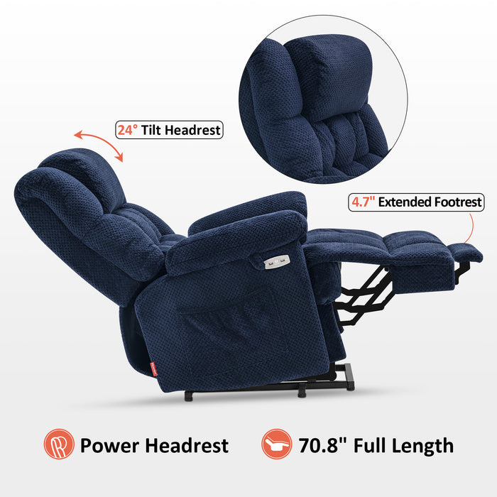 MCombo Power Lift Recliner Chair with Massage and Heat, Adjustable Headrest & Extended Footrest for Elderly People, Fabric 7533
