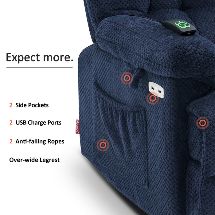 Mcombo Power Lift Recliner Chair with Massage and Heat, Adjustable Headrest & Extended Footrest for Elderly People, Fabric 7533