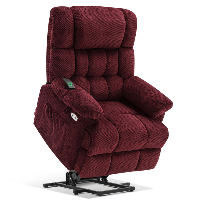 Mcombo Power Lift Recliner Chair with Massage and Heat, Adjustable Headrest & Extended Footrest for Elderly People, Fabric 7533