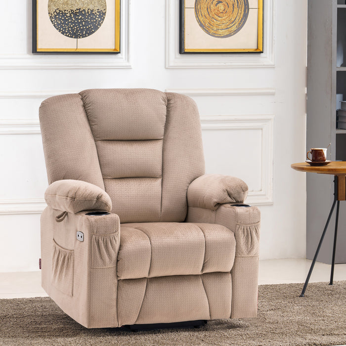 MCombo Small Power Lift Recliner Chair with Massage and Heat for Elderly People, Fabric 7569