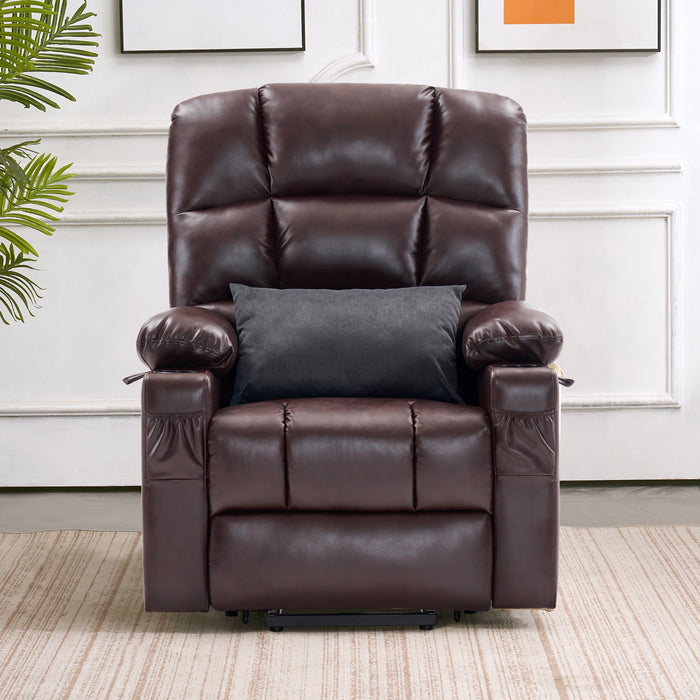 MCombo Dual Motor Large Power Lift Recliner Chair with Massage and Heat for Elderly Big and Tall People, Infinite Position, Extended Footrest, Faux Leather 7680