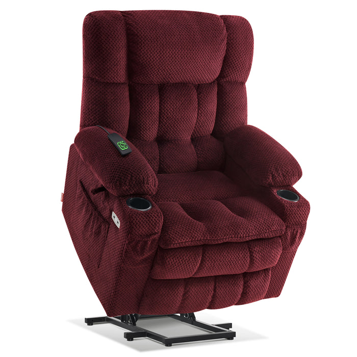 MCombo Dual Motor Power Lift Recliner Chair with Massage and Heat for Elderly People, Infinite Position, USB Ports, Cup Holders, Extended Footrest, Fabric, 7893(Small),7890(Medium),R7897(Medium Wide),R7891(Large Wide)