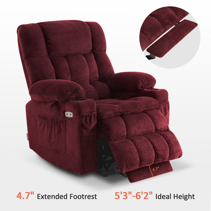 MCombo Dual Motor Power Lift Recliner Chair with Massage and Heat for Elderly People, Infinite Position, USB Ports, Cup Holders, Extended Footrest, Fabric, 7893(Small),7890(Medium),R7897(Medium Wide),R7891(Large Wide)