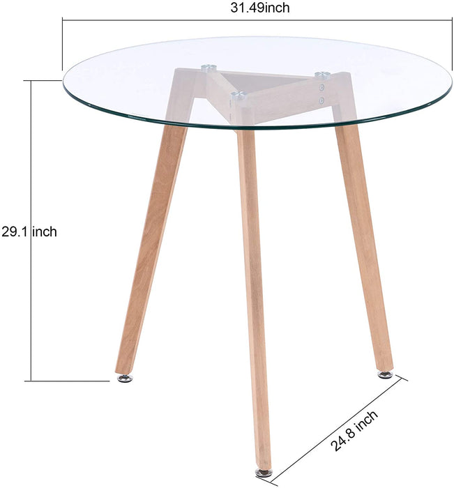 Modern Dining Table Round Glass Coffee Table Small Kitchen Table for Small Spaces Farmhouse Accent Table Sofa Table Small Circle Table Leisure Tea for Dining Room Living Room 31.5" L x 31.5" W,6090-TAM-RD-DT