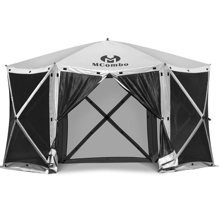 Mcombo 6-Sided Gazebo Portable Pop Up Tent Canopy, Shelter Hub Screen Tent for Outdoor Party (6-8 Persons), 1024-6PC