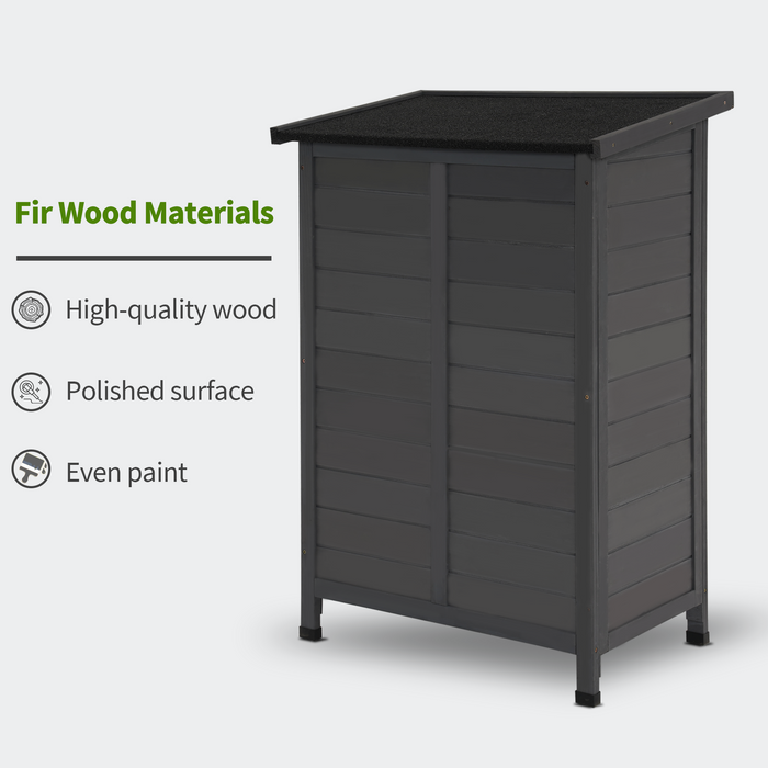 MCombo Outdoor Wood Storage Cabinet, Small Size Garden Wooden Tool Shed with Double doors, Outside Tools Cabinet for Backyard (24.6”x 18.3”x38.2”) 0985