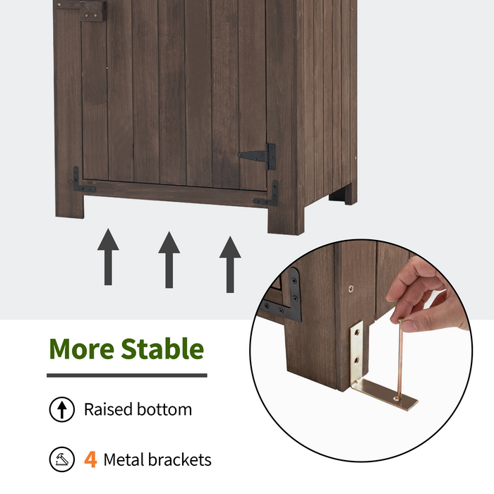 MCombo Outdoor Wood Storage Cabinet, Small Size Garden Shed with Door and Shelves, Outside Tools Cabinet for Patio (30.3”x21.5”x56”) 0733