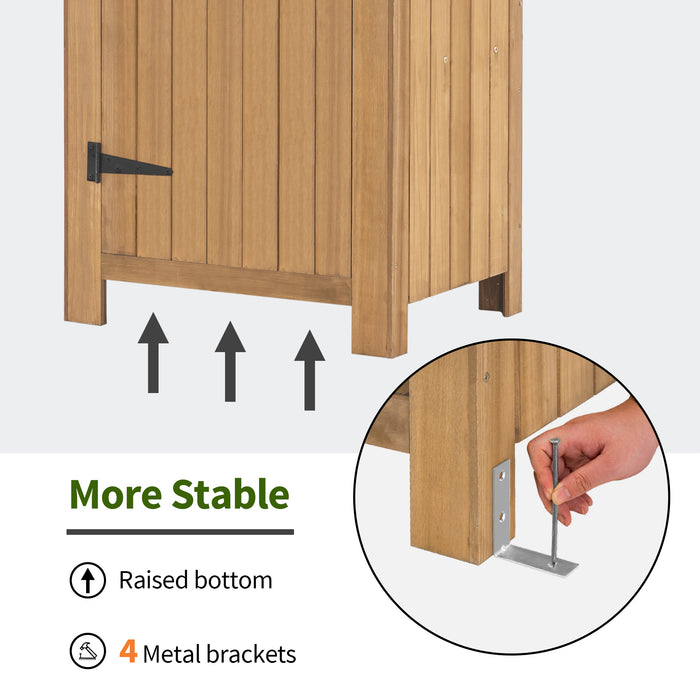 Mcombo 70” Wooden Garden Shed Wooden Lockers with Fir Wood, Fashionable Design with Double Doors Cabinet 6056-0770