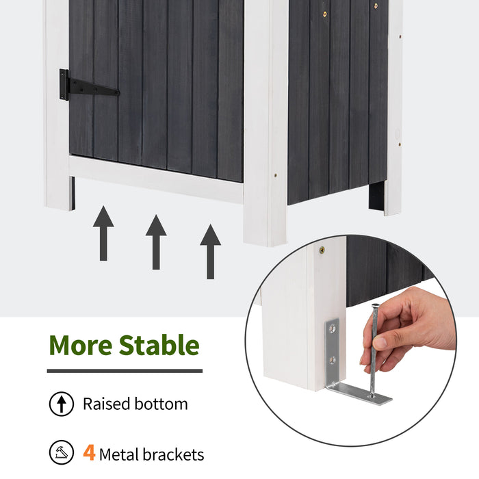 Mcombo 70” Wooden Garden Shed Wooden Lockers with Fir Wood, Fashionable Design with Double Doors Cabinet 6056-0770