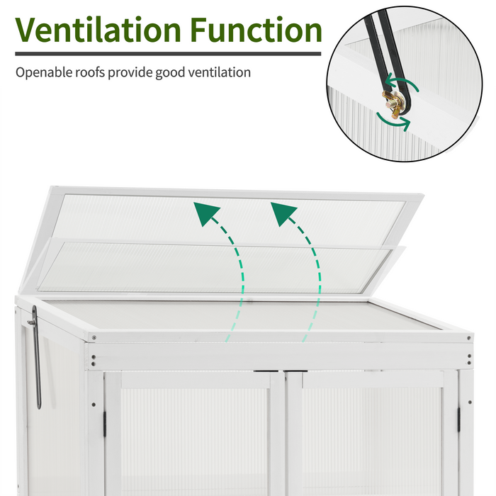 MCombo Greenhouse Wooden Cold Frame Greenhouse, Garden Portable Mini Greenhouse Cabinet, Raised Flower Planter Shelf Protection for Outdoor Indoor Use, 0760