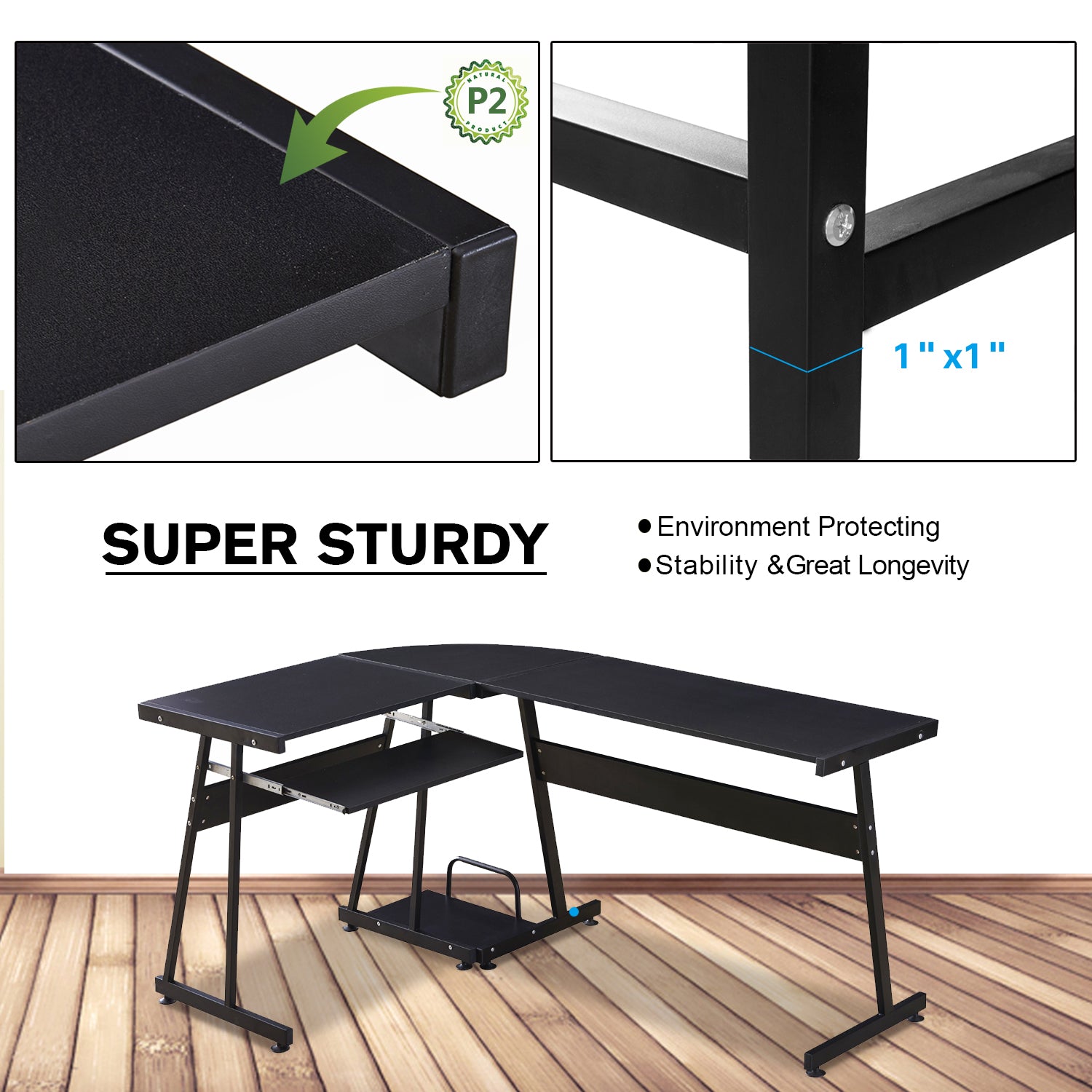 L Shaped Workstation Laptop Table, 7112