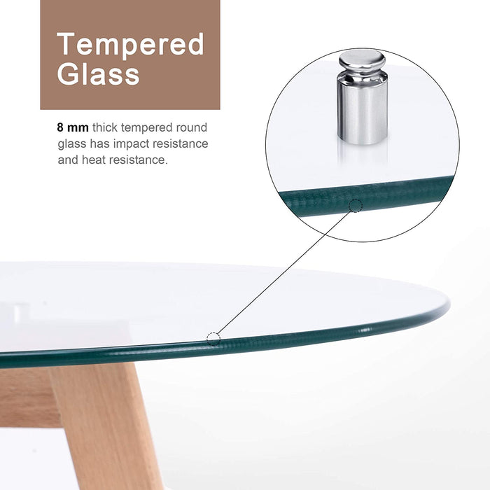 Modern Dining Table Round Glass Coffee Table Small Kitchen Table for Small Spaces Farmhouse Accent Table Sofa Table Small Circle Table Leisure Tea for Dining Room Living Room 31.5" L x 31.5" W,6090-TAM-RD-DT