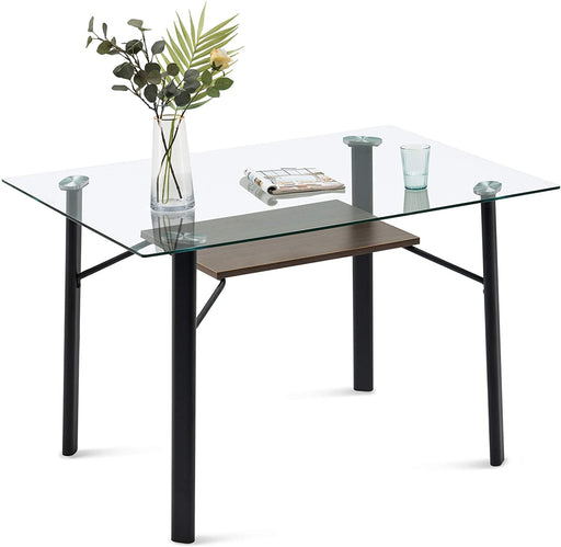 Modern Glass Dining Table for 4/6 Kitchen Table Rectangular Dinner Table Accent Table Mid-Century Computer Desk Office Desk for Dining Doom Living Room 29.52" Hx31.49 Wx47.2 L,6090-5203