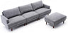 MCombo Sectional Couch Sofa 3-Seat Small Upholstered Modern Sofa with Ottoman Convertible Modular Couch Set for Bedroom Living Room L Shaped Couch Loveseat 6090-5130