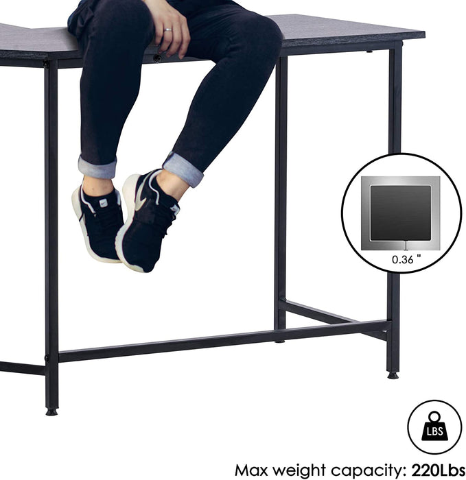 L-Shaped Corner Desk Computer Gaming Desk with Monitor Stand , Home Office Writing Workstation, Black, 63 x 44 inch (Black),6090-home-6404BK/BR/DB