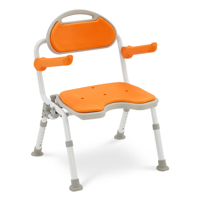 MCombo Shower Chair Padded with Cutout for Elderly, No Assembly Needed, Lightweight Folding Shower Chair for Travel, Adjustable Height 6360-A96OR