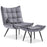 MCombo Accent Chair with Ottoman, Velvet Modern Tufted Wingback Club Chair, Upholstered Leisure Chairs with Metal Legs for Bedroom Living Room 4079