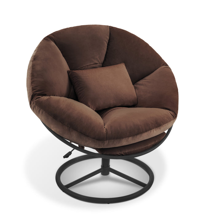 Mcombo Swivel Papasan Chairs, Gas Lift Cozy Chair with Height Adjustment, Velvet Rocking Saucer Chair for Living Room Bedroom HQ405