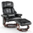 Mcombo Recliner with Ottoman Reclining Chair with Massage and Lumbar Pillow, 360 Degree Swivel Wood Base, Faux Leather 9068
