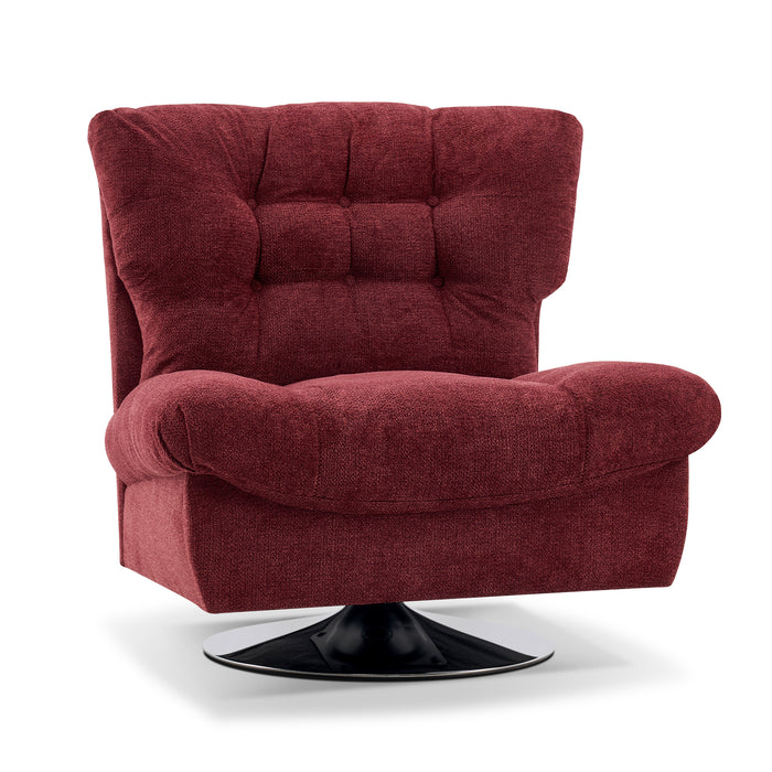 Mcombo Modern Swivel Accent Chairs, Button-Tufted Slipper Chair, Chenille Upholstered Wingback Leisure Sofa Chair for Living Room Bedroom LW753