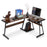 Office Desk Corner L Shaped Workstation Laptop Table with Keyboard Tray and CPU Stand,MFB Black/Brown 6090-7112BR