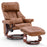 MCombo Recliner with Ottoman Reclining Chair with Massage and Lumbar Pillow, 360 Degree Swivel Wood Base, Faux Leather 9068