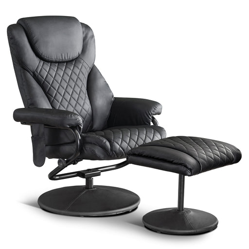 Mcombo Recliner with Ottoman, Reclining Chair with Massage, 360 Swivel Living Room Chair Faux Leather, 4901