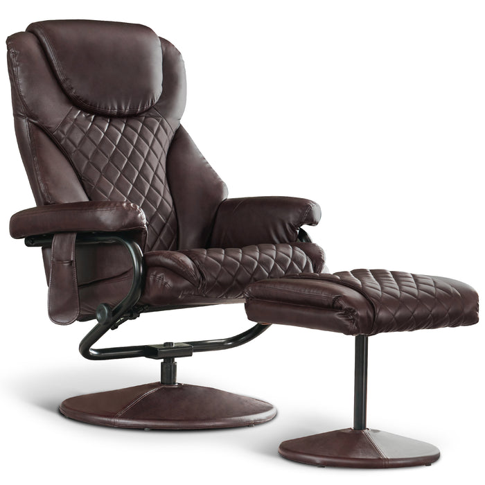 Mcombo Recliner with Ottoman, Reclining Chair with Massage, 360 Swivel Living Room Chair Faux Leather, 4901