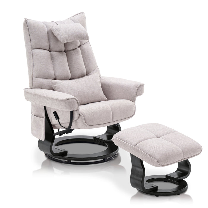 Recliner Chenille Swivel MCombo with C Ottoman, TV Massage Upholstered