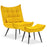 Mcombo Accent Chair with Ottoman, Velvet Modern Tufted Wingback Club Chair, Upholstered Leisure Chairs with Metal Legs for Bedroom Living Room 4079