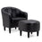 Mcombo Accent Club Chair, Barrel Chair with Ottoman, Faux Leather Arm Chair for Living Room Bedroom, Small Space 4022