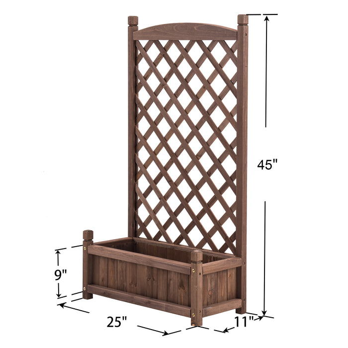 MCombo Planter Raised Bed with Trellis, Outdoor Wood Planter Box Garden Stander for Patio Yard, 25" x 11" x 45", 6059-0428