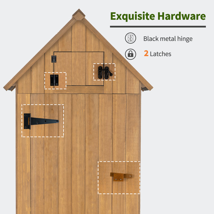Mcombo 70” Wooden Garden Shed Wooden Lockers with Fir Wood, Fashionable Design with Double Doors Cabinet 6056-0770