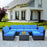 Mcombo Outdoor Patio Black Wicker Furniture Sectional Set All-Weather   Resin Rattan Chair Conversation Sofas with Water Resistant Cushion Covers 6085-S1007