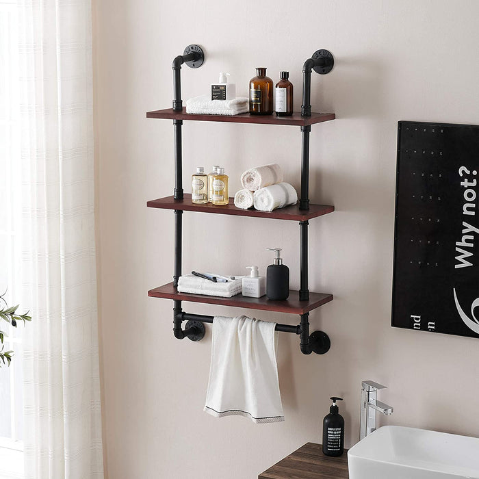 Industrial Pipe Bathroom Wall Shelf, Rustic Wall Mounted Storage Shelv —  MCombo