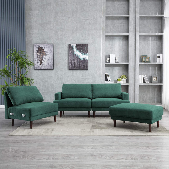 MCombo Sectional Couch Sofa 3-Seat Small Upholstered Modern Sofa with Ottoman Convertible Modular Couch Set for Bedroom Living Room L Shaped Couch Loveseat 6090-5130