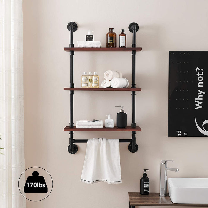 Industrial Pipe Bathroom Wall Shelf, Rustic Wall Mounted Storage Shelv —  MCombo