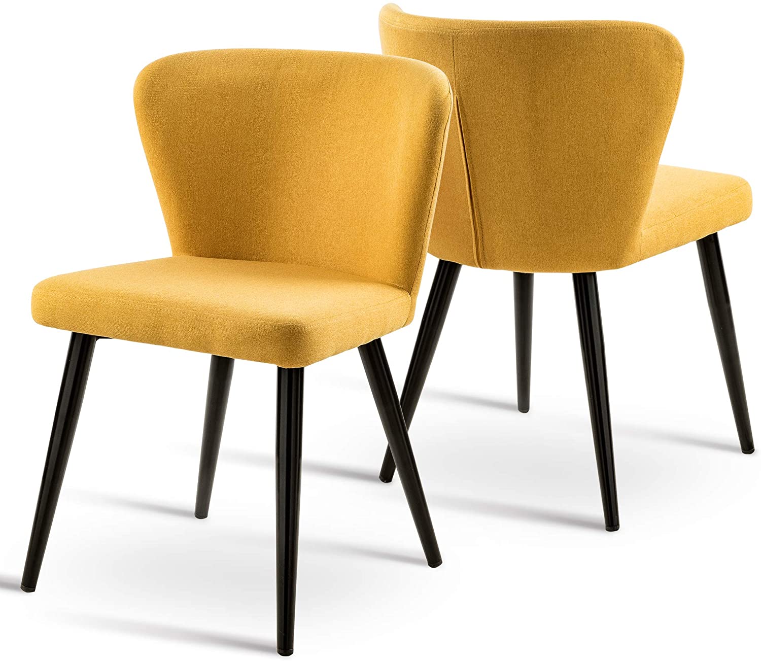 Modern Living Room Accent Armless Chairs Set of 2 Yellow Linen Fabric Mid Century Kitchen Chairs Boho Chairs Upholstered Side Chairs with Metal Legs for Dining Room Living Room Bedroom Kitchen,6090-5987