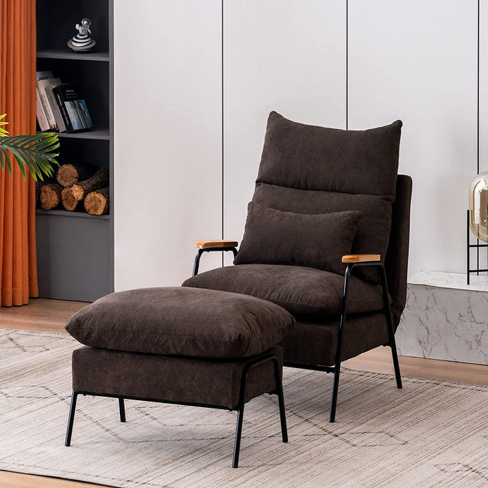 MCombo Accent Recliner Chair with Ottoman, Fabric Couch Bed Chair, Armchair Club Chair, Adjustable Backrest and Headrest, for Living Room Bedroom Office 4055/4058/4059