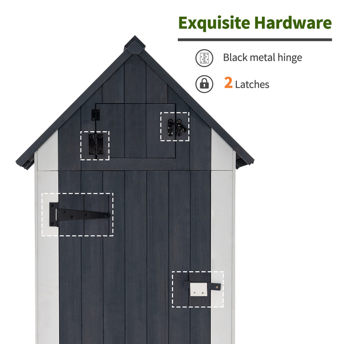 Mcombo 70” Wooden Garden Shed Wooden Lockers with Fir Wood, Fashionable Design with Double Doors Cabinet 6056-0770
