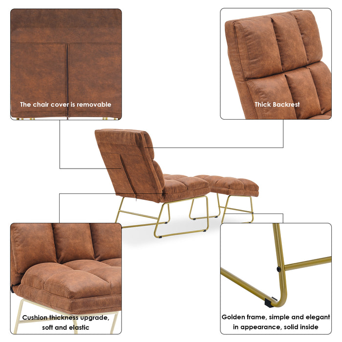 MCombo Accent Chair with Ottoman, Hot-Stamping Club Chair With Golden Metal Legs, Lounge Sofa Couch for Living Reading Room Bedroom 4013