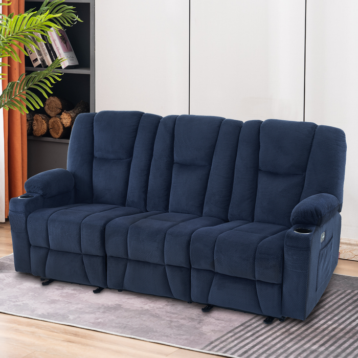 Mcombo Fabric Power Loveseat Recliner, Electric Reclining Sofa with Heat and Massage, Cup Holders, USB Charge Port for Living Room 6015/6035/6025/6045