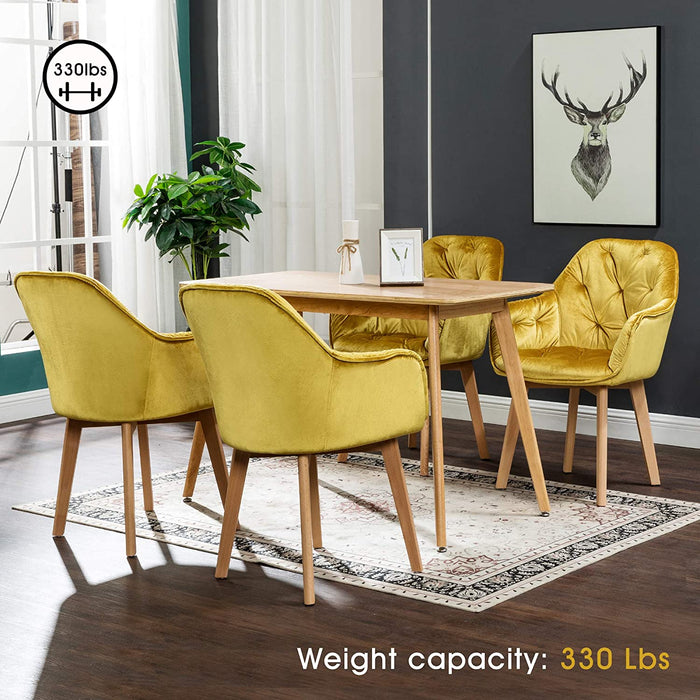 Mcombo Mid Century Velvet Dining Chairs for Dining Room Modern Tufted Accent Chair for Living Room Kitchen Bedroom Set of 2 6160-5986