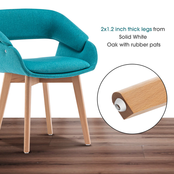 Mcombo Modern Living Dining Room Accent Arm Chairs Set of 2 Linen Fabric  6090-9133