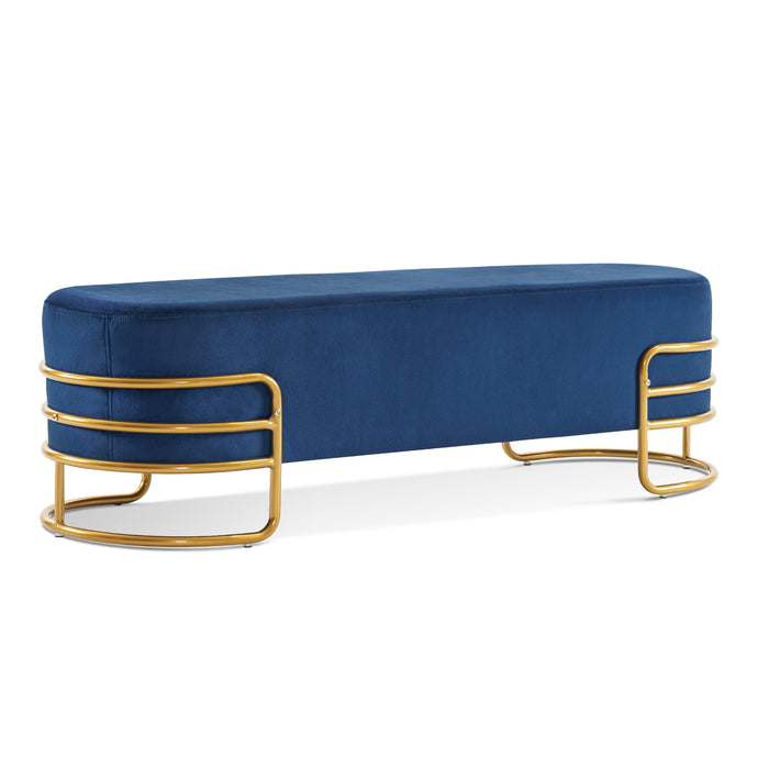 MCombo Ottoman Bench, Velvet Upholstered Footstool, Bed End Benches for Living Room Bedroom W475