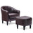 Mcombo Accent Club Chair, Barrel Chair with Ottoman, Faux Leather Arm Chair for Living Room Bedroom, Small Space 4022