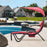 Mcombo Outdoor Chaise Lounge Chair w/Adjustable Canopy, Adjustable Cushioned Reclining Chair w/Side Pocket and Arc Stand, Sun Lounger for Beach Poolside Backyard Balcony Porch, 4097